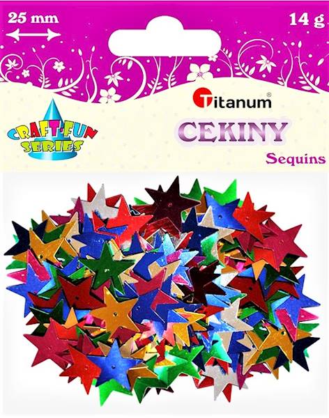 Cekiny gwiazdki 14 g 25 mm mix Titanum