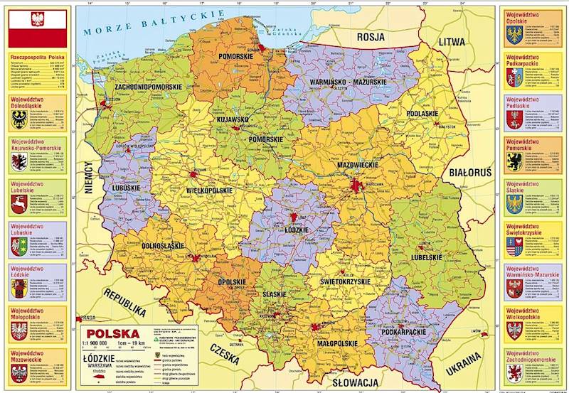 Podkładka Mapa Polski administracyjna 490 x 340 mm
