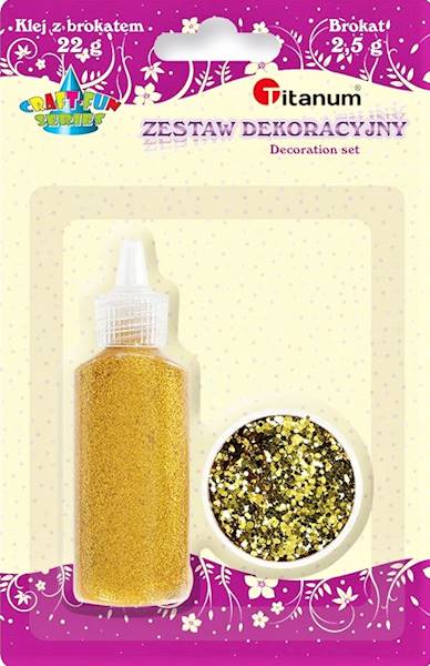 Zestaw klej brok.+brokat zł./sr.Titanum