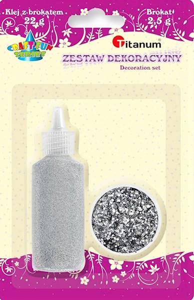 Zestaw klej brok.+brokat zł./sr.Titanum