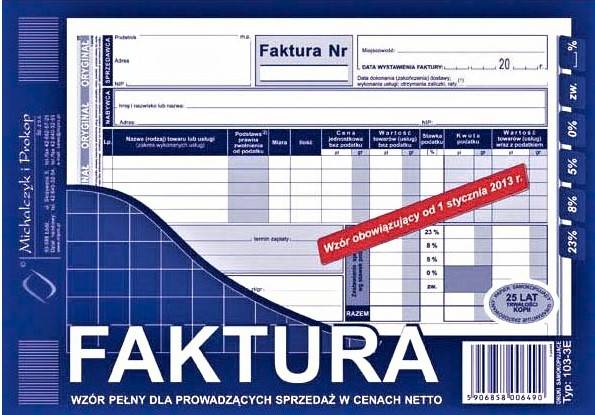Faktura Vat A5 netto