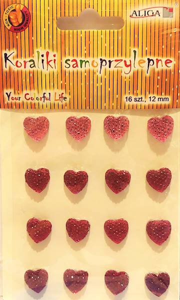 Serca samoprzylepne 16szt. 12mm Aliga