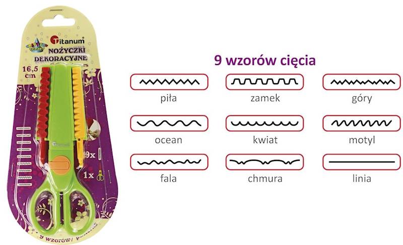 Nożyczki dekoracyjne Titanum 9 wzorów 