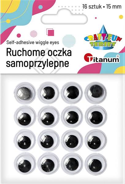 Oczy samoprzylepne 15 mm 16 sztuk Titanum
