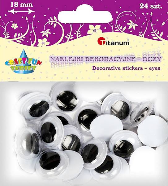 Oczy samoprzylepne 18 mm 24 sztuki Titanum