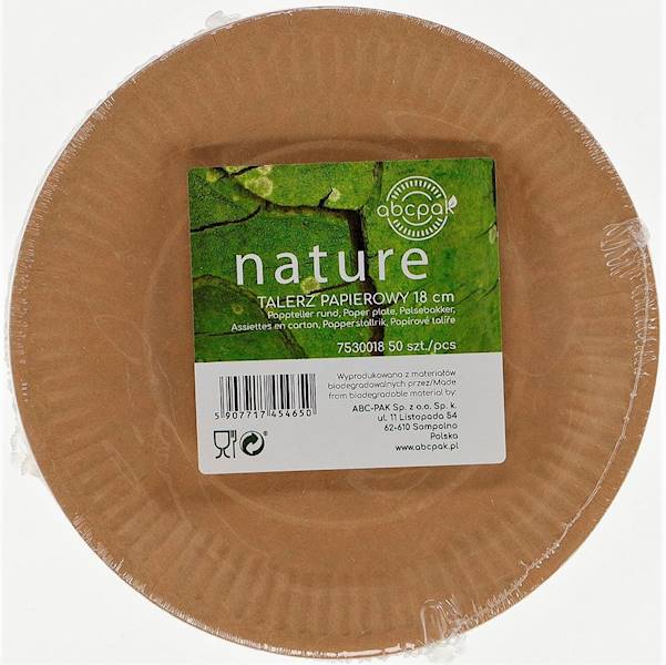 Talerz fi 18cm 50szt. brązowy