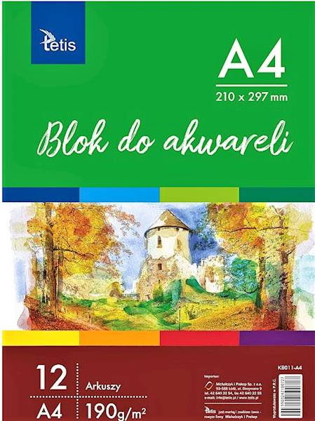 Blok A4 do akwareli 190g KB011 Tetis