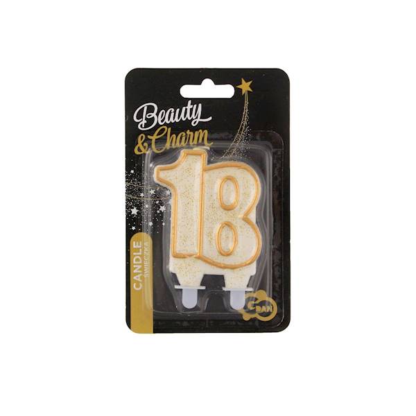 Świeczka 18 złota brokatowa 7cm Godan