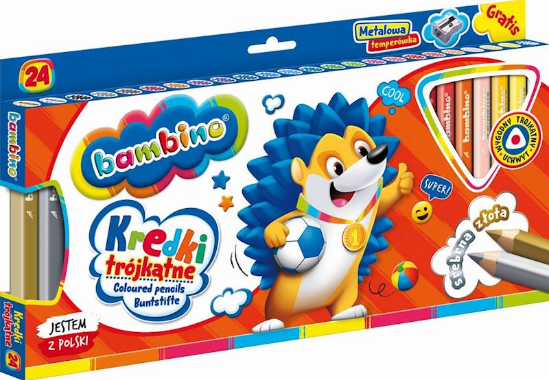 Kredki 24k. Bambino trójkątne fi7mm + temperówka