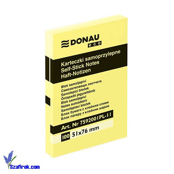 KARTECZKI SAMOPRZYLEPNE DONAU ECO ŻÓŁTE 51X76MM