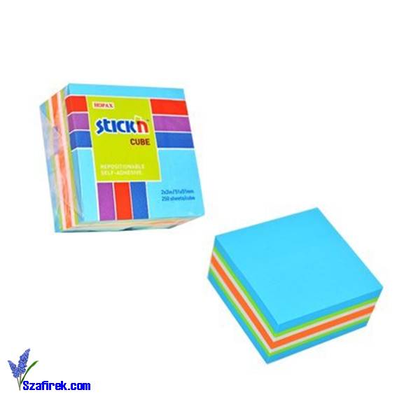Notes kostka 51mmX51mm, niebieska-mix neon