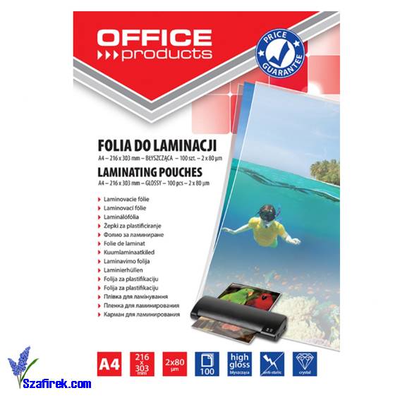 Folia do lamin. OFFICE PROD. A4 błysz., 2x80mikr.