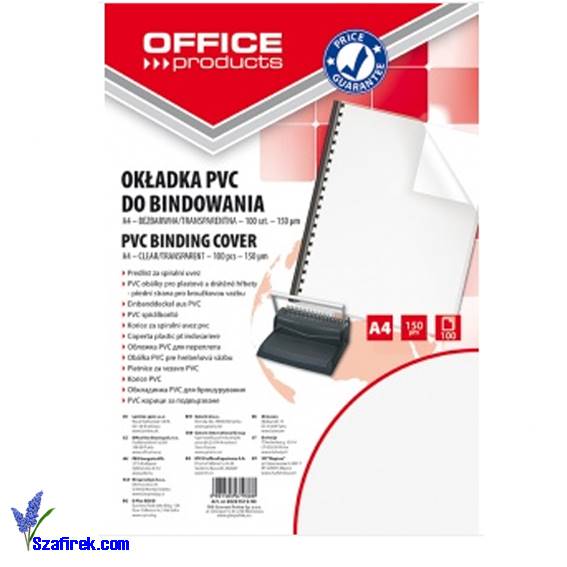 Okładka do bindow. PVC A4 150 mic. 100 szt. transp