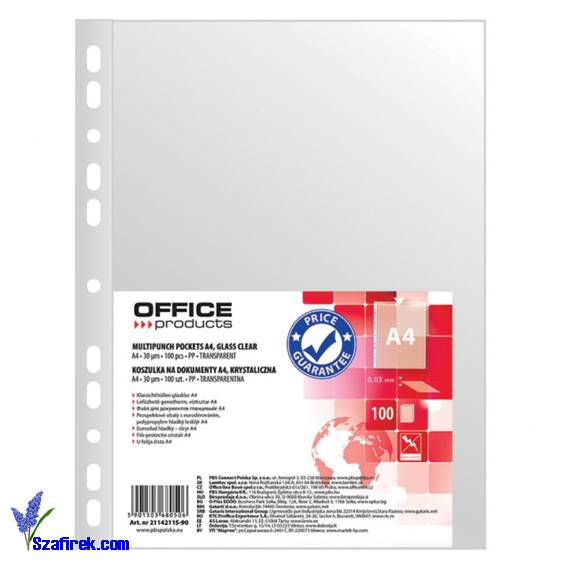 Koszulka na dok. OFFICE PRODUCTS 30um krystaliczna