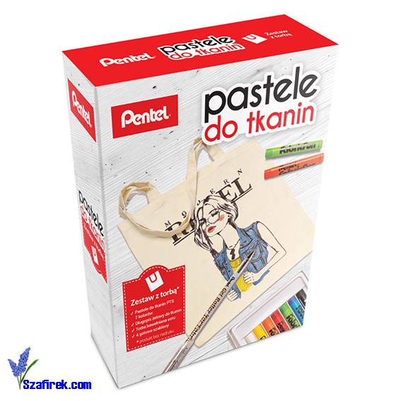 Zestaw pasteli do tkanin z torbą Pentel PTS7+BN15+
