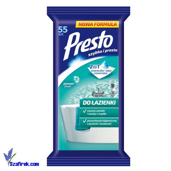 ŚCIERECZKI CZYSZCZĄCE PRESTO do łazienki, 55 szt.