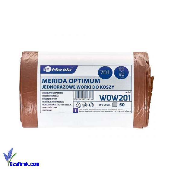 WORKI NA ŚMIECI 70L LDPE 50 szt./rolka, brązowe