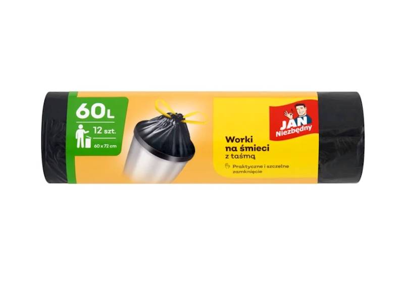 WORKI NA ŚMIECI JAN NIEZBĘDNY HD z taśmą 60L 12szt