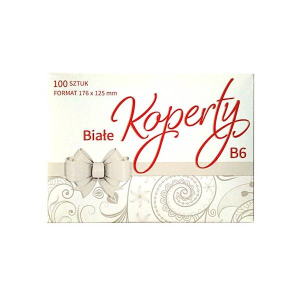 KOPERTA OZDOBNA B6 Biała 80g op. 100 szt.