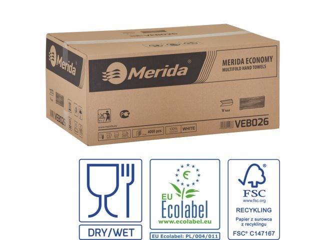 RĘCZNIKI ZZ ECONOMY ECOLABEL 1W, 4000 List, Białe 