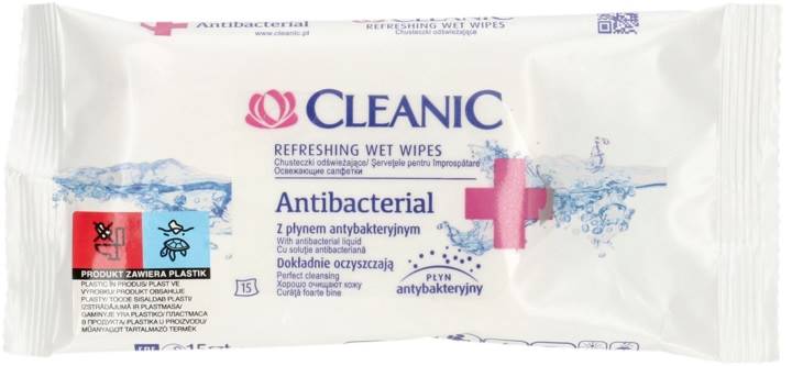CHUSTECZKI CLEANIC ANTYBACTERIAL pH neutral 15 szt