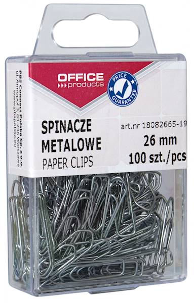 Spinacze metal. OFFICE PRODUCTS 26mm w pudełku 100