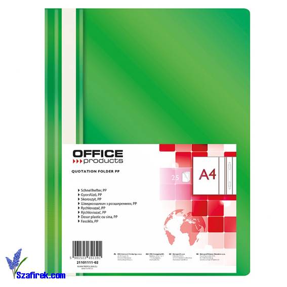 Skoroszyt OFFICE PRODUCTS PP A4 100/170 zielony