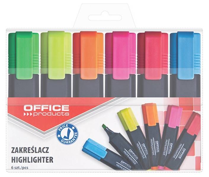 Zakreślacz fluorescencyjny OP 1-5mm 6szt mix kolor