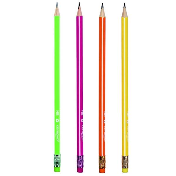 OŁÓWEK DREW. Z GUMKĄ KEYROAD TRÓJKĄTNY neon 12szt