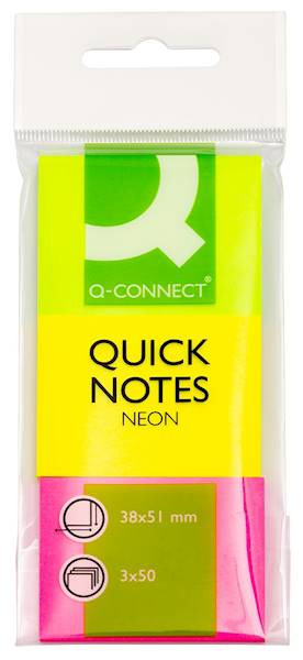 Bloczek samoprzylepny Q-CONNECT, 38x51mm, 3x50k.