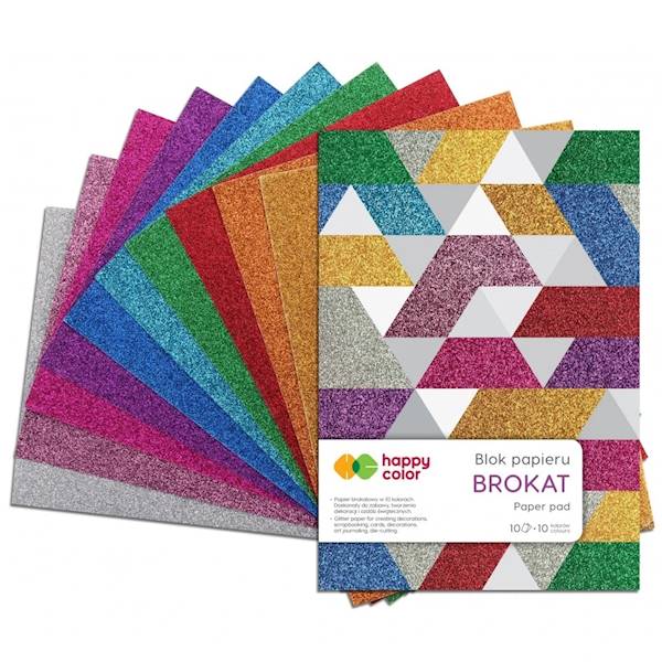 Blok BROKAT, A5, 10 ark, 150g, 10 kolorów, HAPPY C