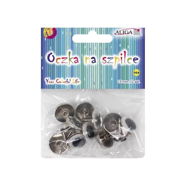 Oczka na szpilce. MT-6420 śr.15mm, dł 12mm op.12sz