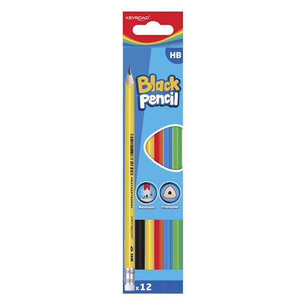 OŁÓWEK DREWNIANY Z GUMKĄ KEYROAD TRÓJKĄTNY 48 sztu