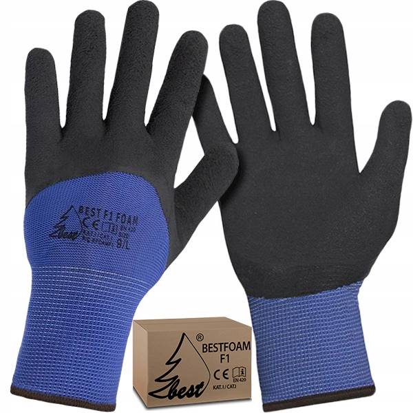 Rękawice F1 AB. ochronne FOAM NIEB.-CZAR.roz.9/L