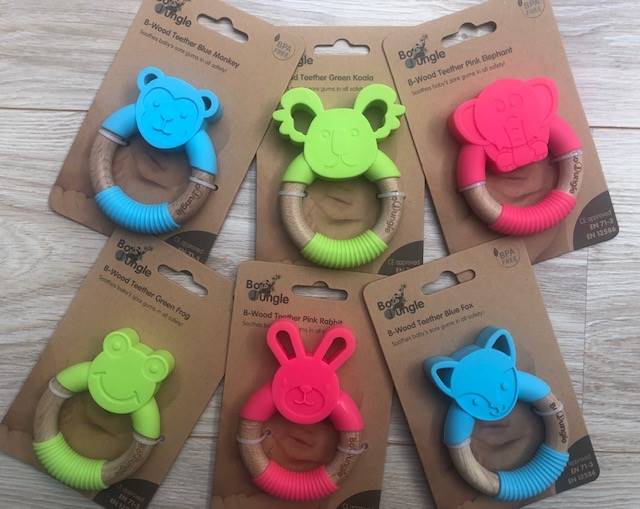 B-Gryzak drewniano-silikonowy Animals Blue Monkey