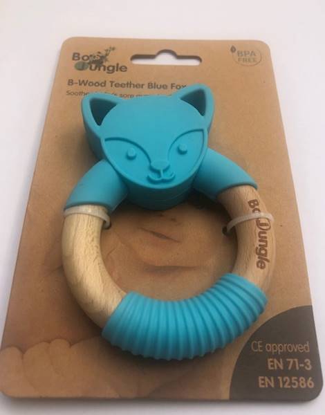 B-Gryzak drewniano-silikonowy Animals Blue Fox