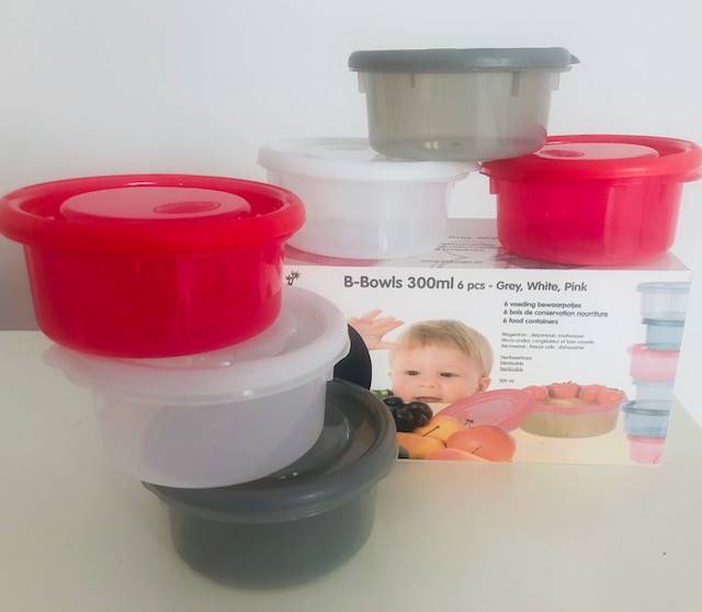 B-Pojemniki 300 ml ( 6 sztuk) pink-white-grey