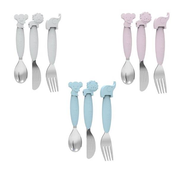 B-Zestaw sztućców dla dzieci silkon/Inox blue