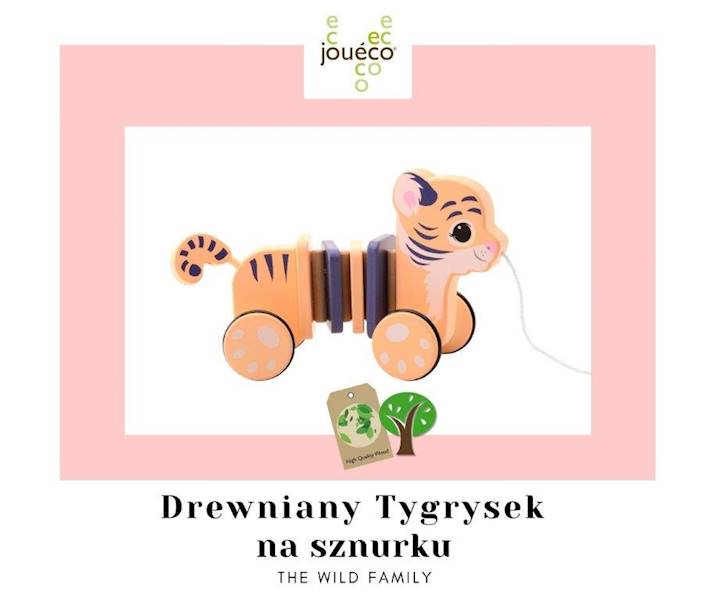 Drewniany Tygrysek na sznurku