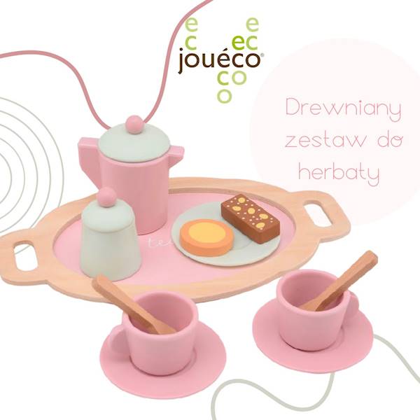 Drewniany zestaw do herbaty Tea set pink