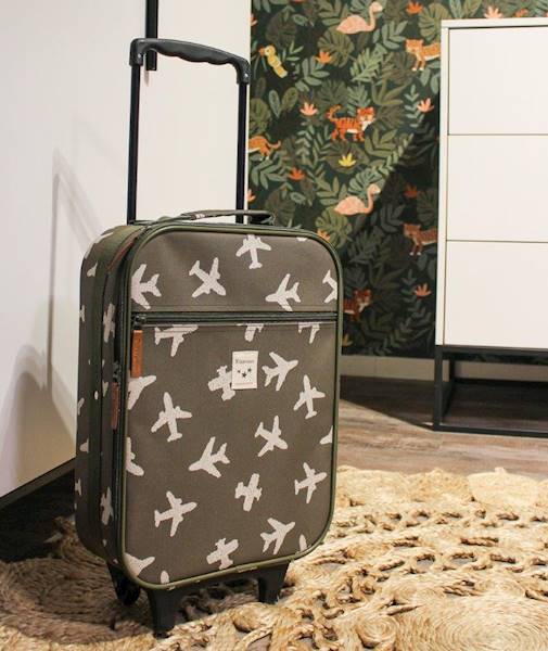 Walizka dla dzieci KIDZROOM Airplane khaki 