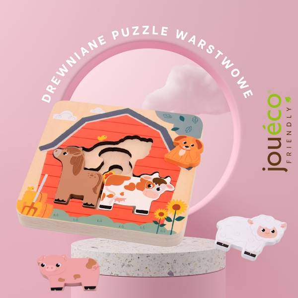 Drewniane puzzle warstwowe FARMA Joueco