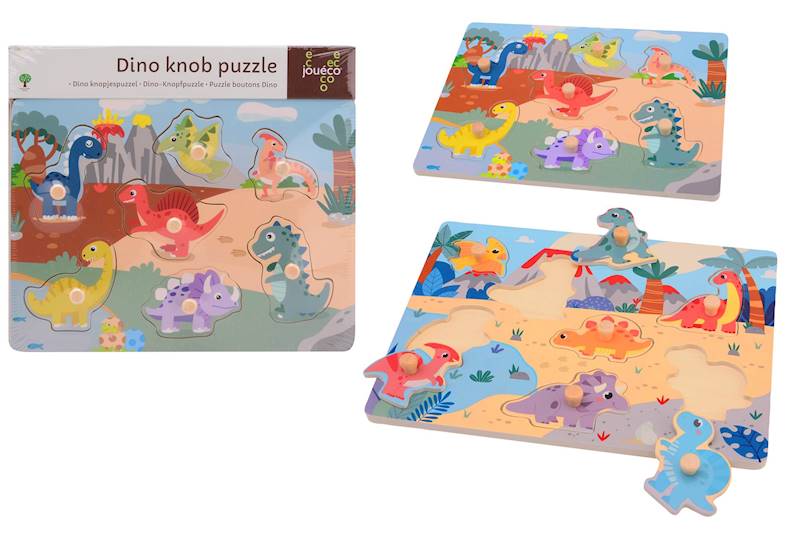 Drewniane puzzle z uchwytami DINO Joueco 