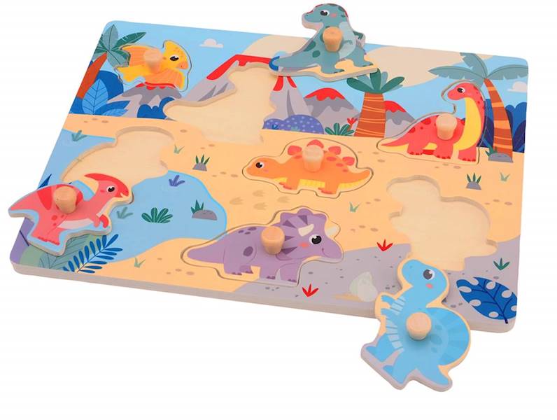 Drewniane puzzle z uchwytami DINO Joueco 