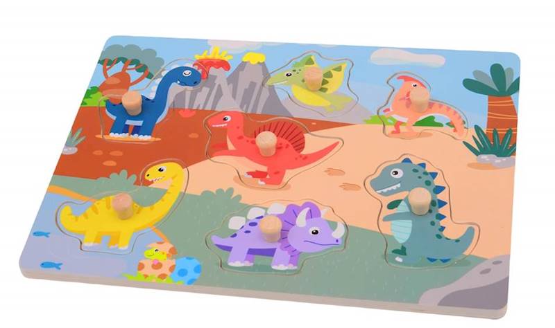 Drewniane puzzle z uchwytami DINO Joueco 