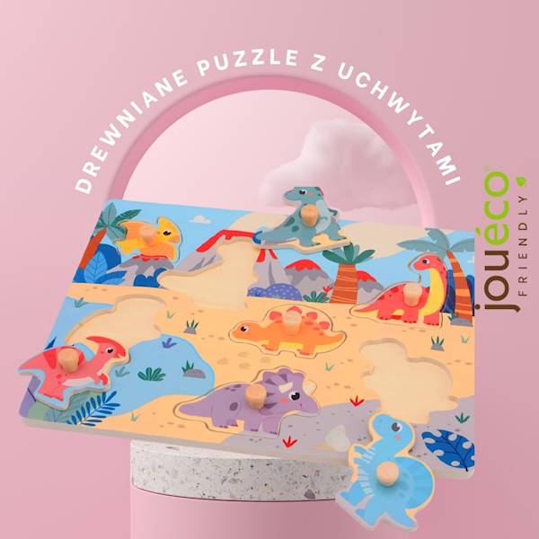 Drewniane puzzle z uchwytami DINO Joueco 