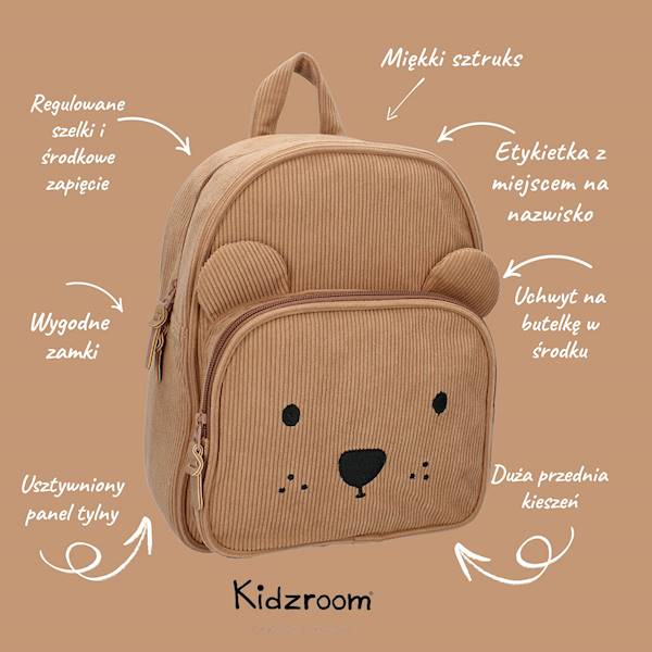 Plecak dla dzieci Beary Excited Brown KIDZROOM