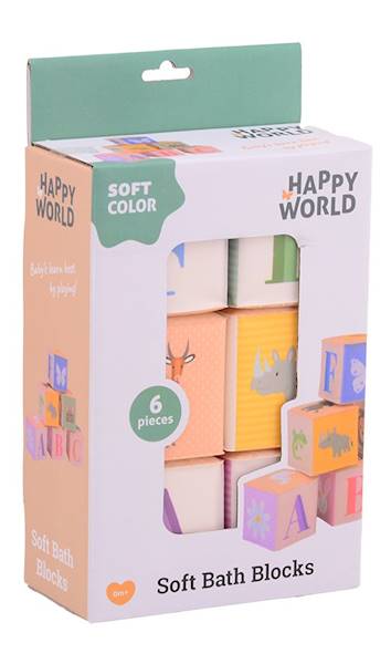 Miękkie kostki do kąpieli 6 szt Happy World 0m+