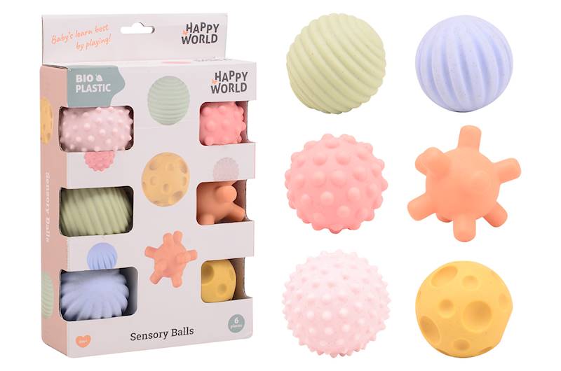 Kulki sensoryczne BIOplastik 6 szt Happy World 0m+