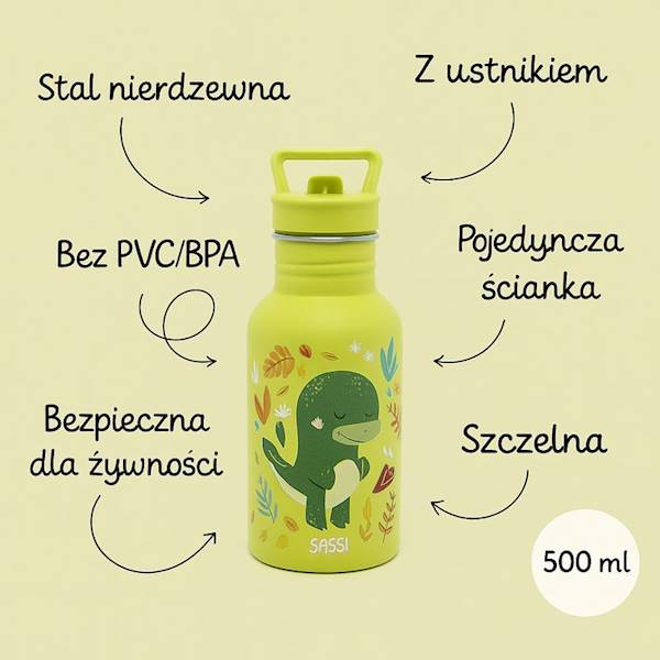 Butelka na wodę bidon 500 ml Dinozaur SASSI 